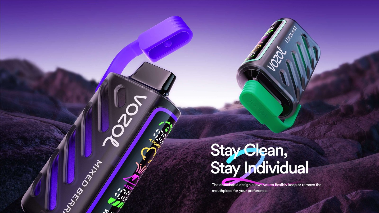 Vozol Gear Power 20000 çıkarılabilir ağızlık tasarımı