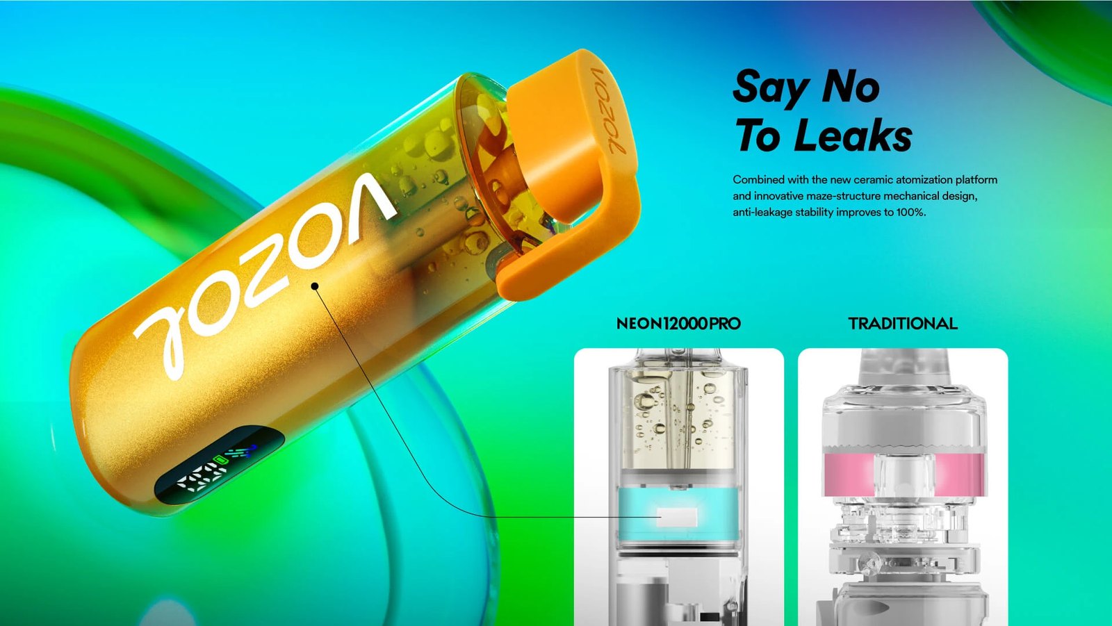 Vozol Vozol Neon 12000 Pro labirent yapılı sızdırmaz tasarım